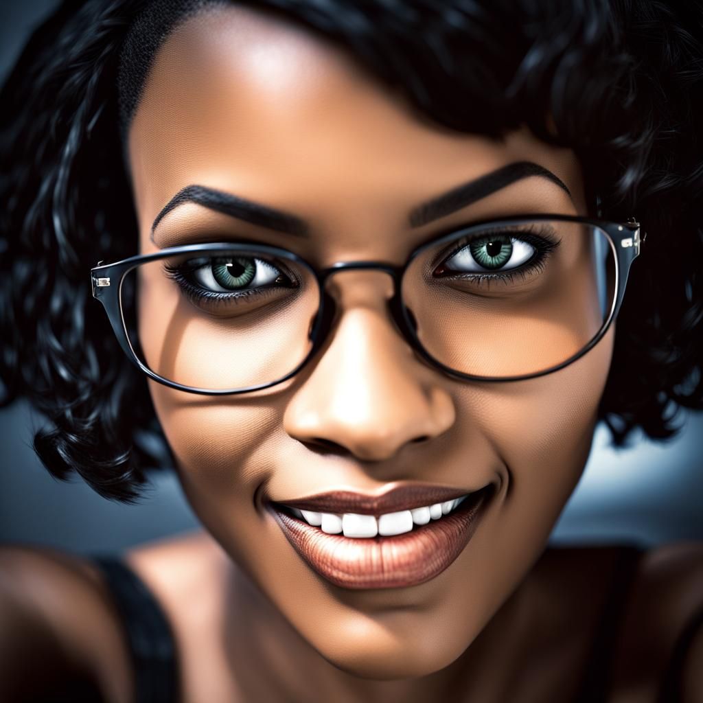 Hyperrealistic Portrait of Woman with Glasses