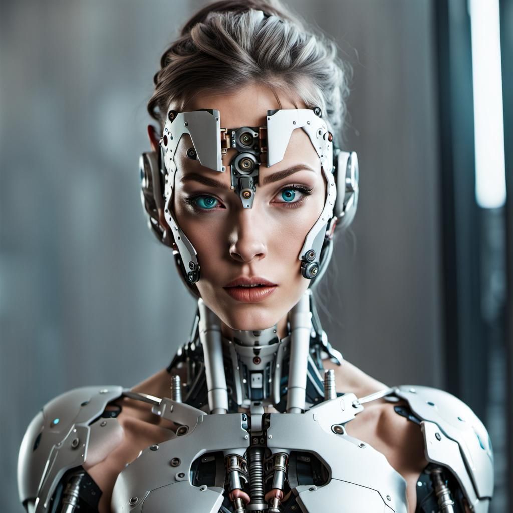 Futuristic Cyborg Woman Portrait