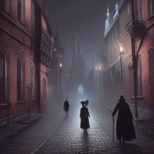 Dark Victorian City of Yharnam: Artistic Matte Painting