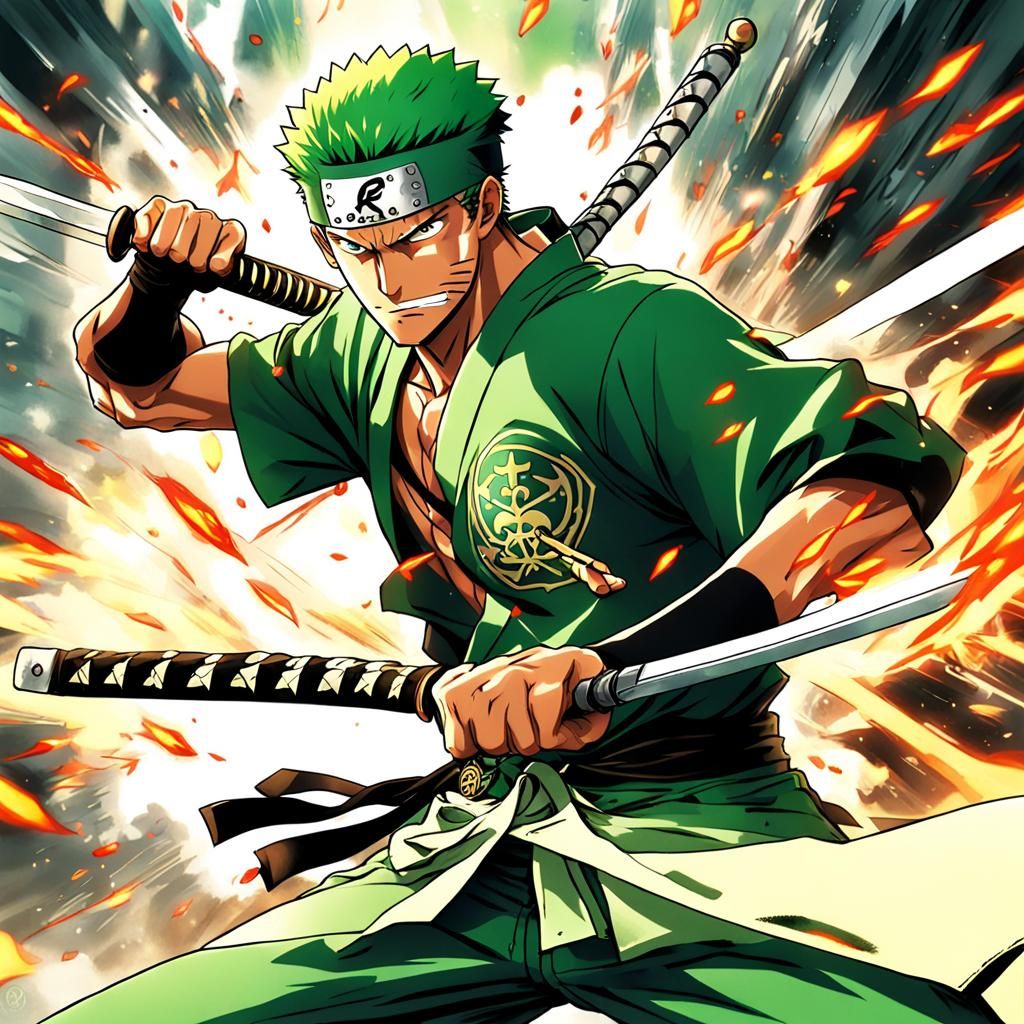 Swordsman's Anime-Style Victory with Two-Sword Technique