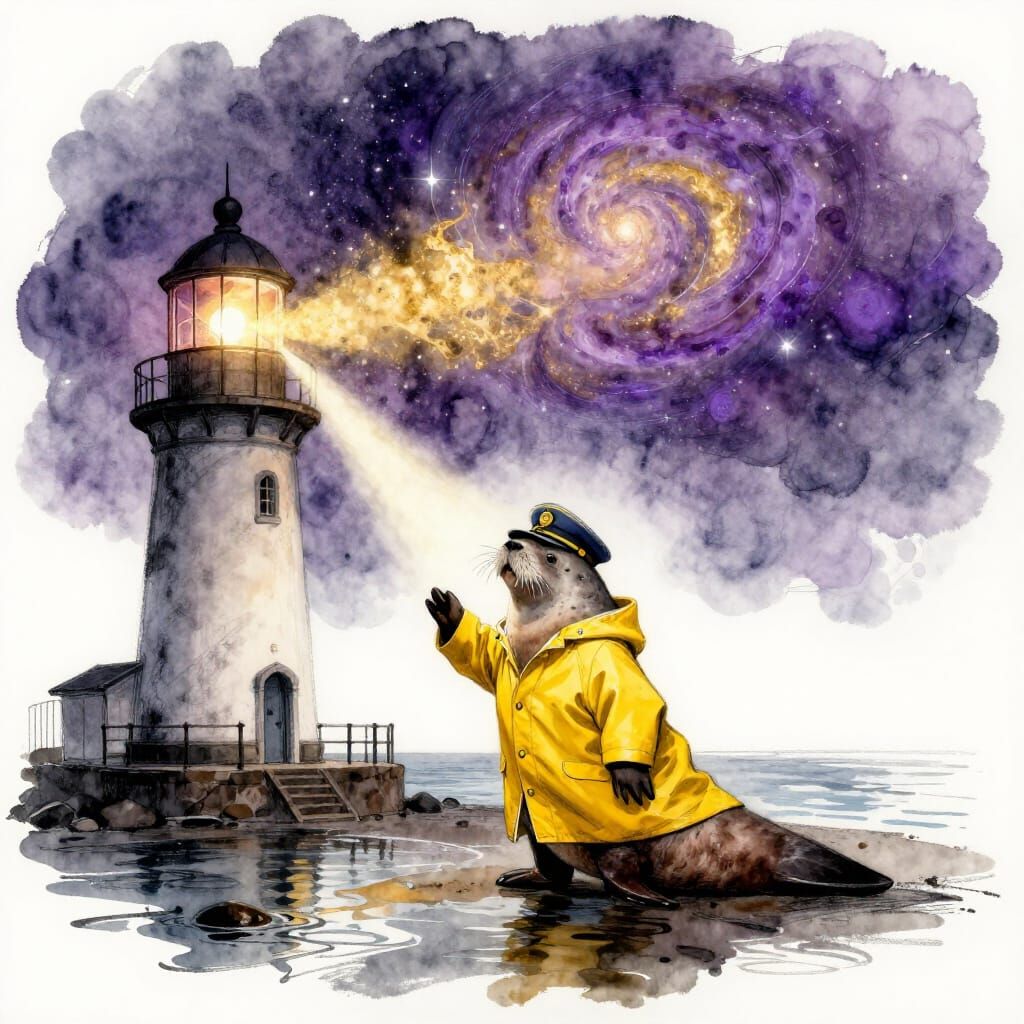Walrus Lighthouse Keeper Projects Cosmic Nebula