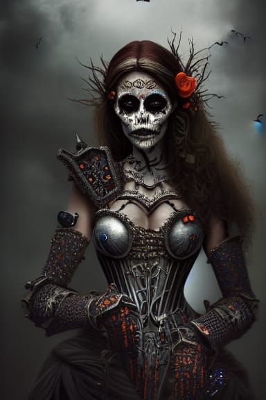 Halloween Woman in Undead Milanese Armor