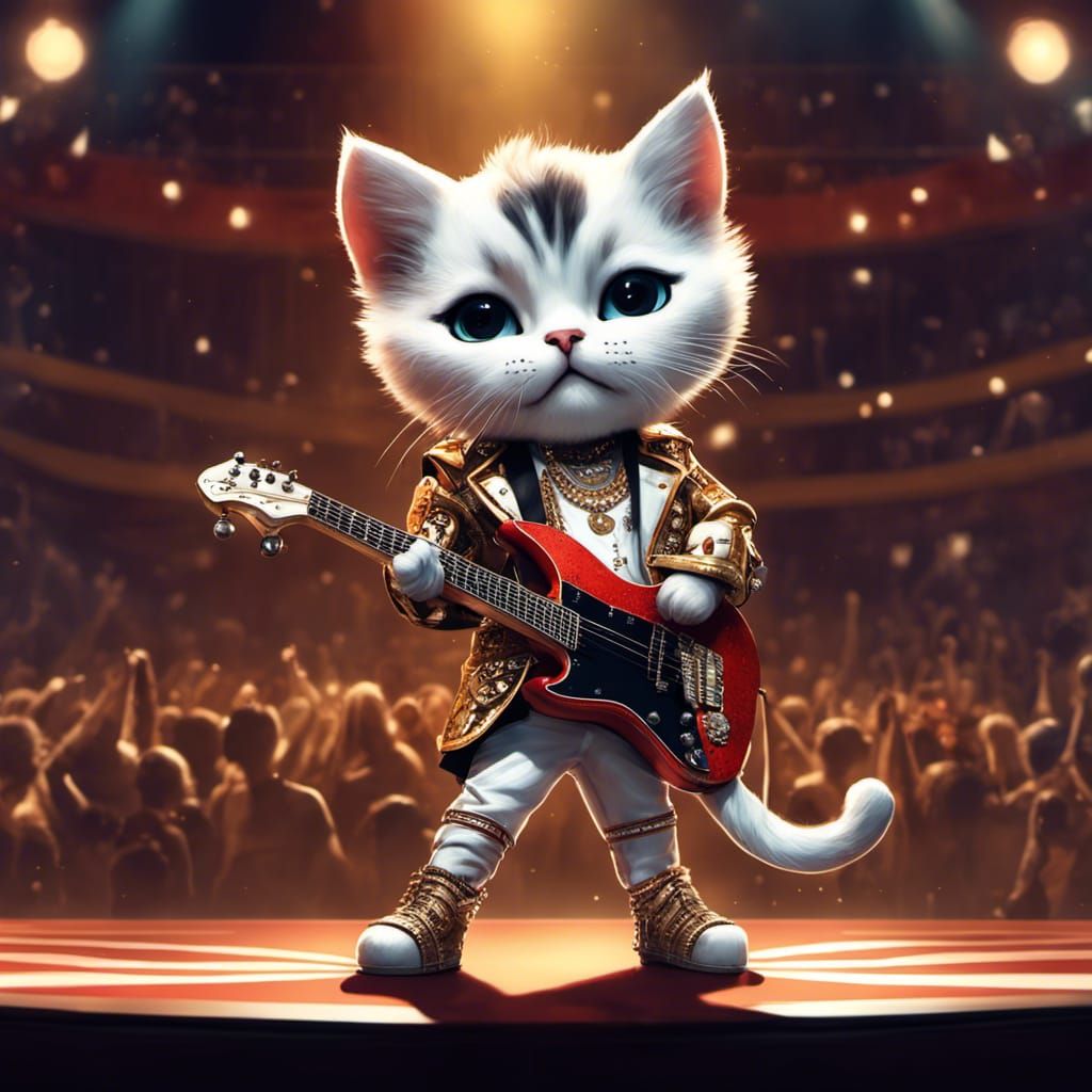 Chibi Cat as Freddie Mercury on Stage