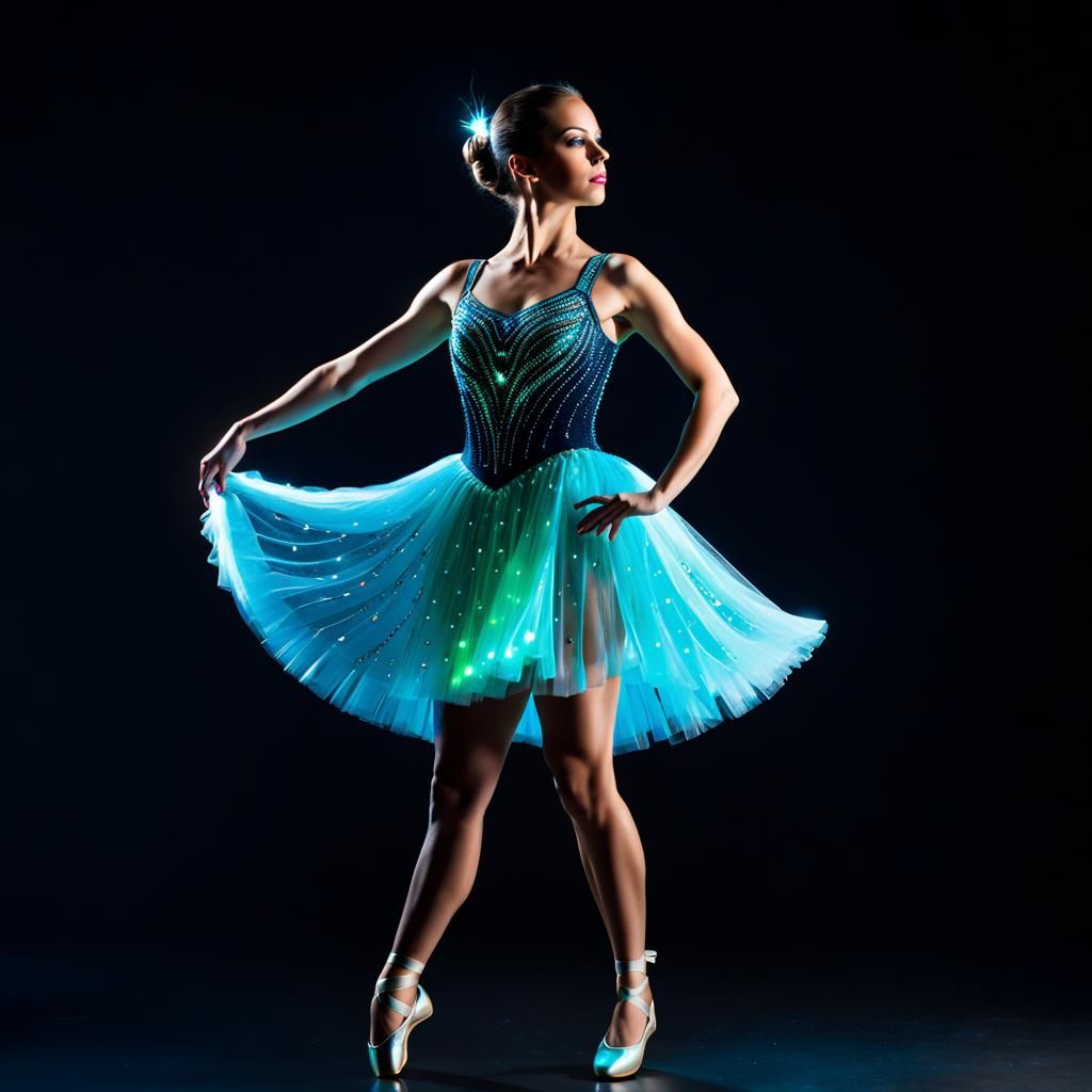 Bioluminescent Dancer in Beaded Dress