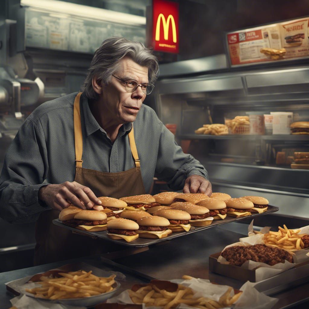 Stephen King Working at McDonald's: Digital Painting