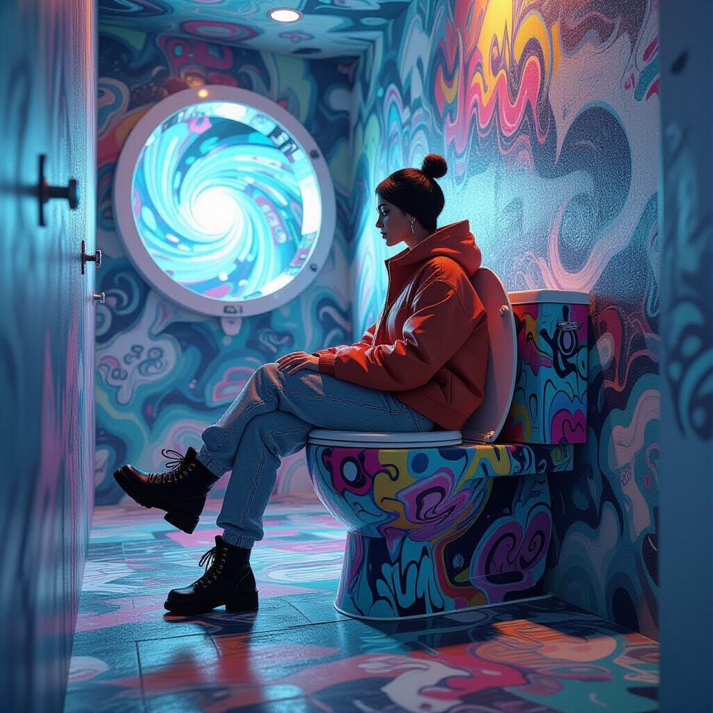 Person on Graffiti Skibidi Toilet in 8k