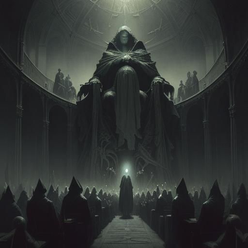 Secret Society Controlling the Planet in Gothic Horror Style