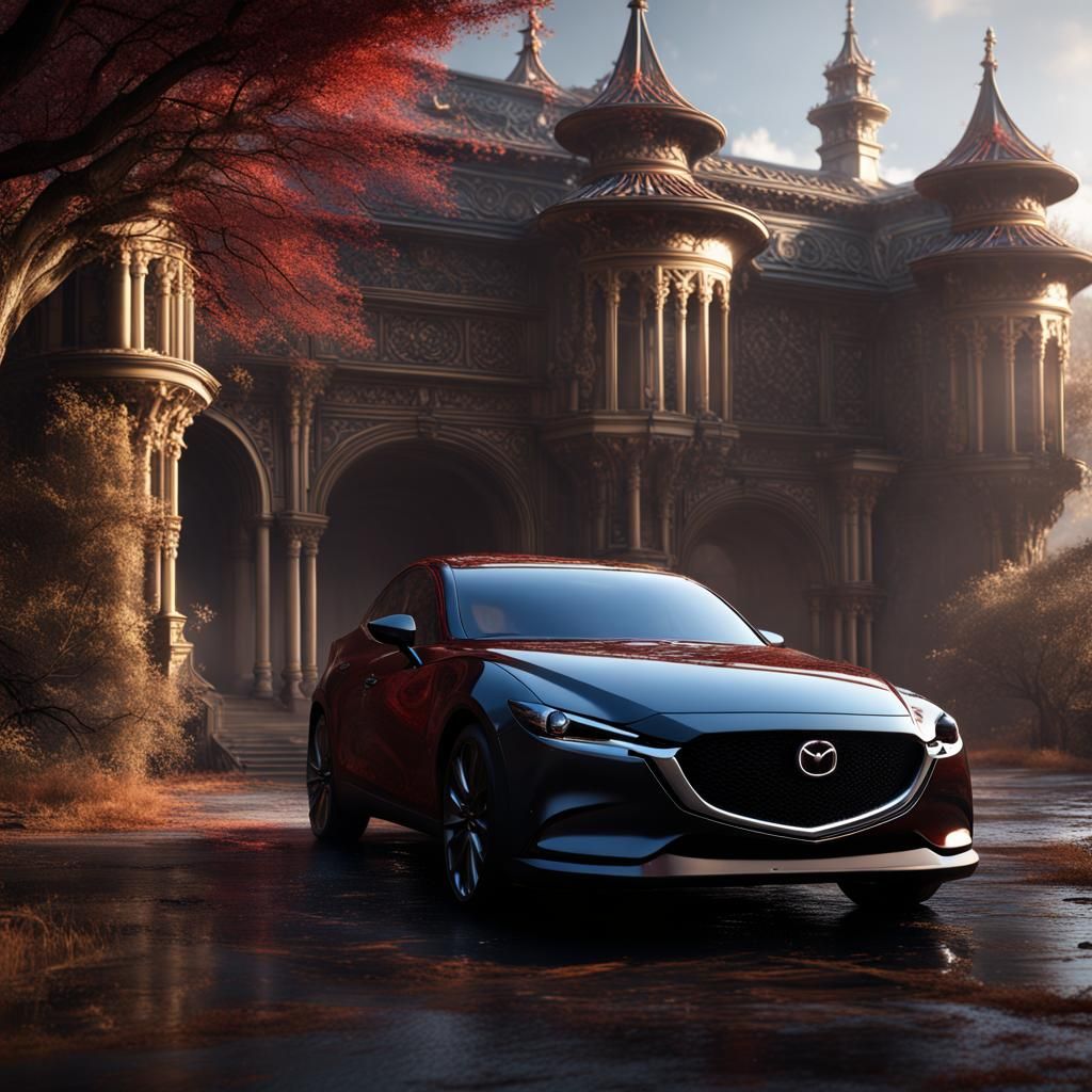 Detailed Matte Painting of a Mazda Car