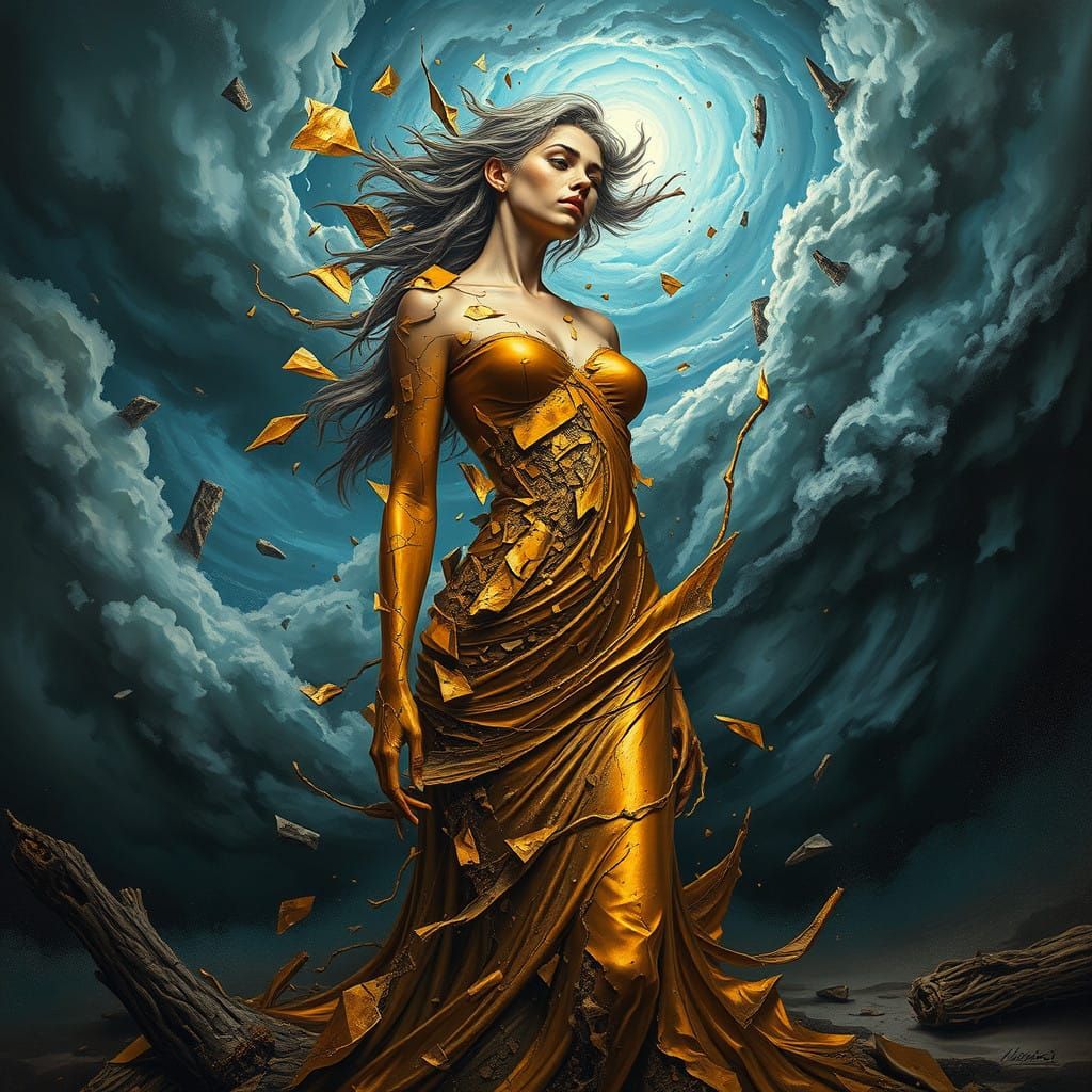 Fractured Goddess Melts into Turbulent Stormscape