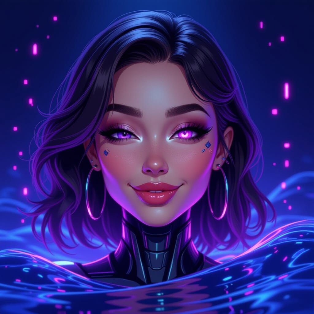 Playful AI Portrait in Hyperrealistic Digital Art Style