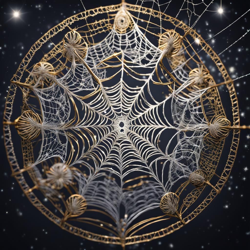 Spider Weaving Starlight Web in Cosmic Astral Art