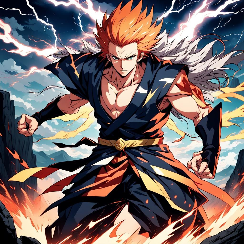 Epic Anime Battle Scene with Heroic Character