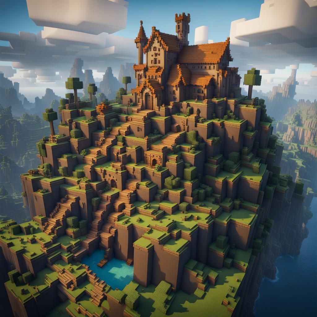 Detailed Minecraft Matte Painting in Unreal Engine 5