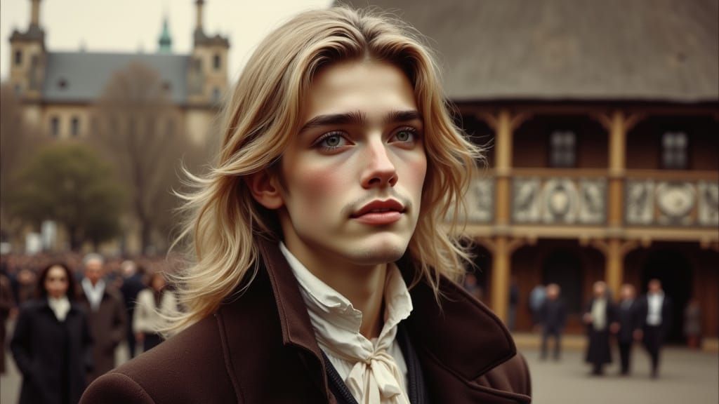 Elegant Portrait of Young Actor at the Globe Theatre