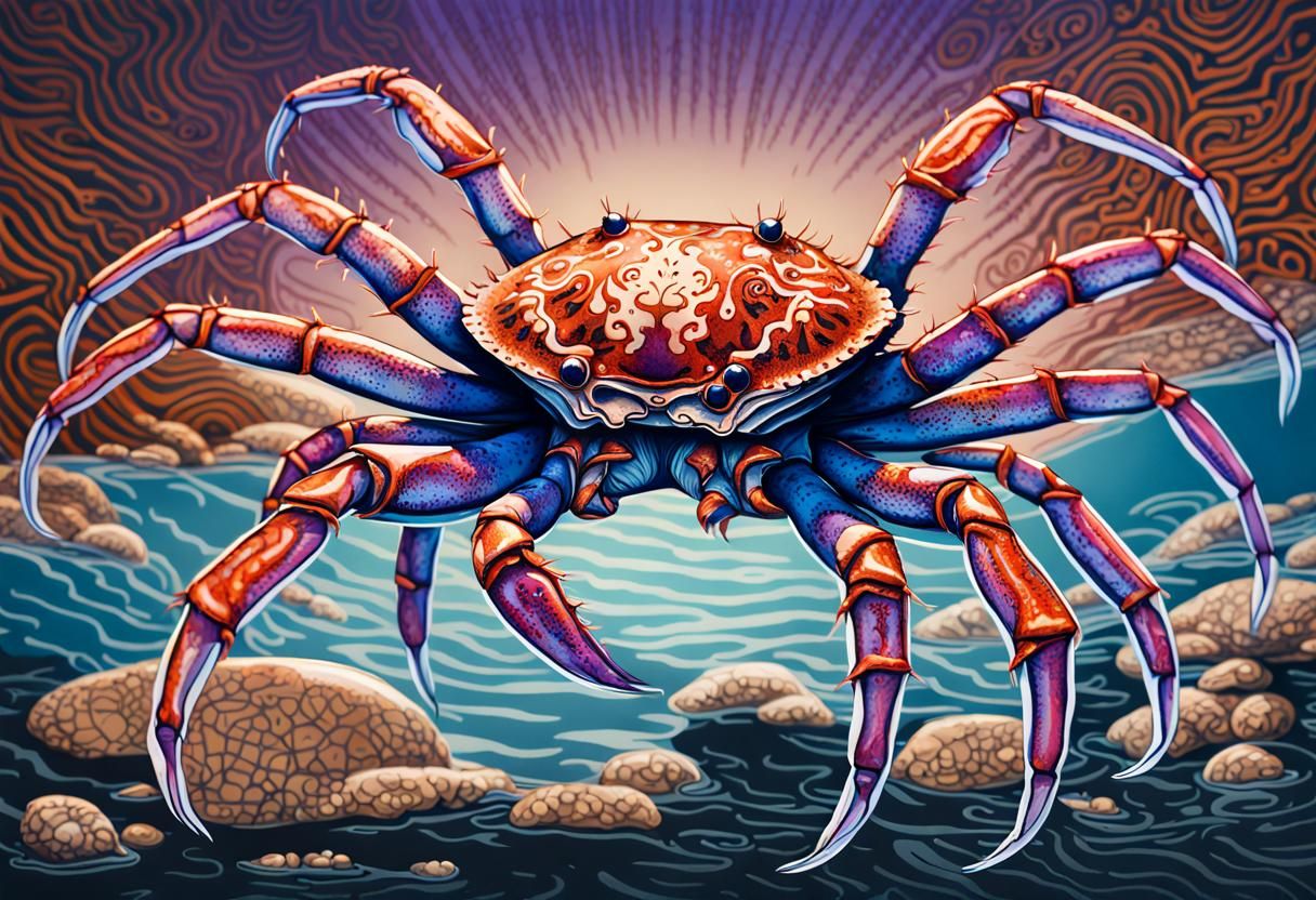 Japanese Spider Crab with Ukiyo-e Engraving