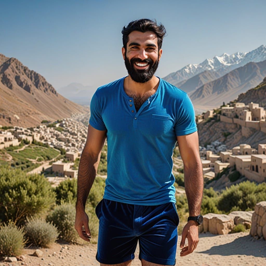 Attractive Middle Eastern Man in Lush Landscape