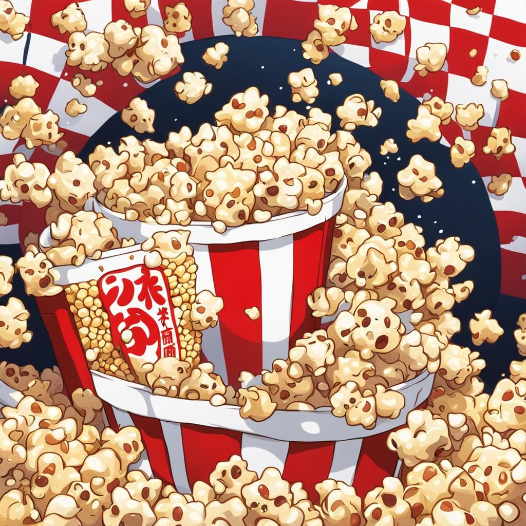Anime Style Popcorn Still Life