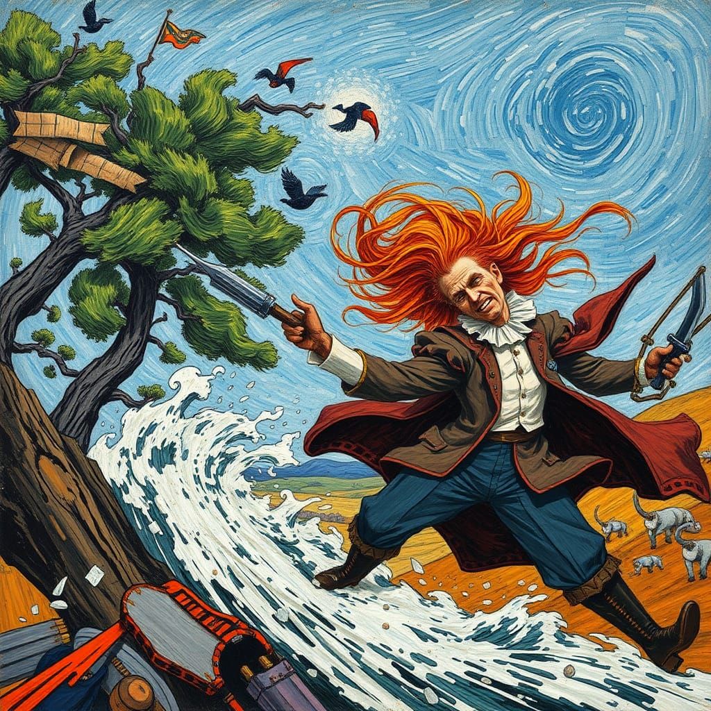 Wind Versus Windischgrätz in Expressive Impasto Style