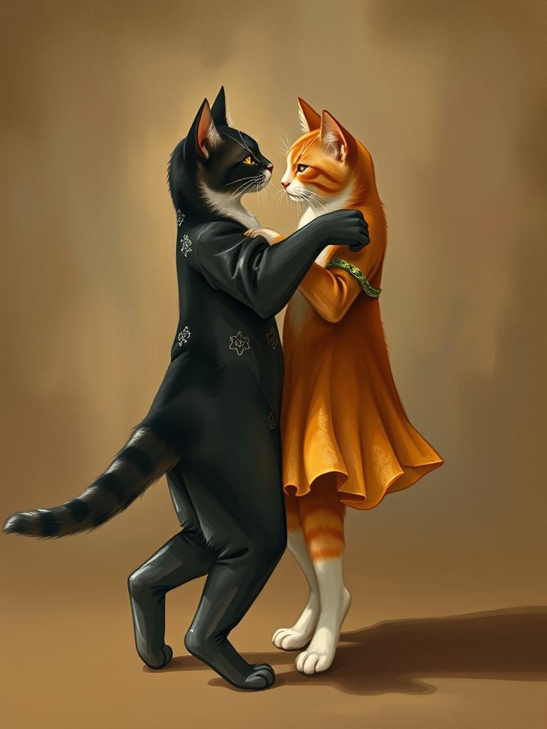 Cats Dancing the Tango in AI Art