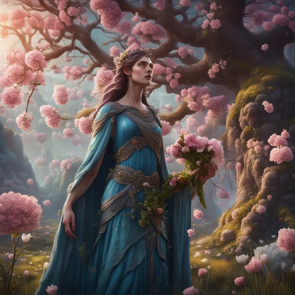 Persephone: Goddess of Spring in a Fantasy Art