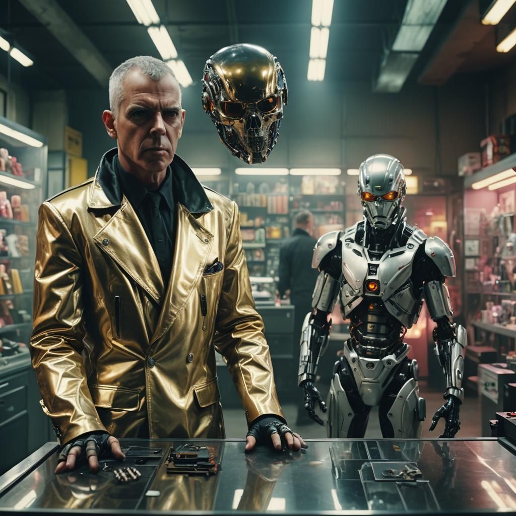 Cyborg Pet Shop Boys in a Cinematic Still
