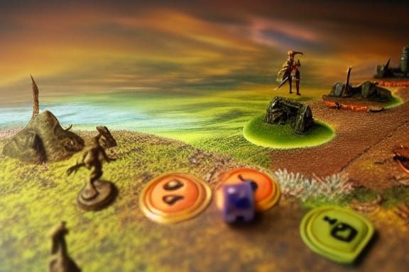 Dice Battlefield in a Dark Fantasy Landscape