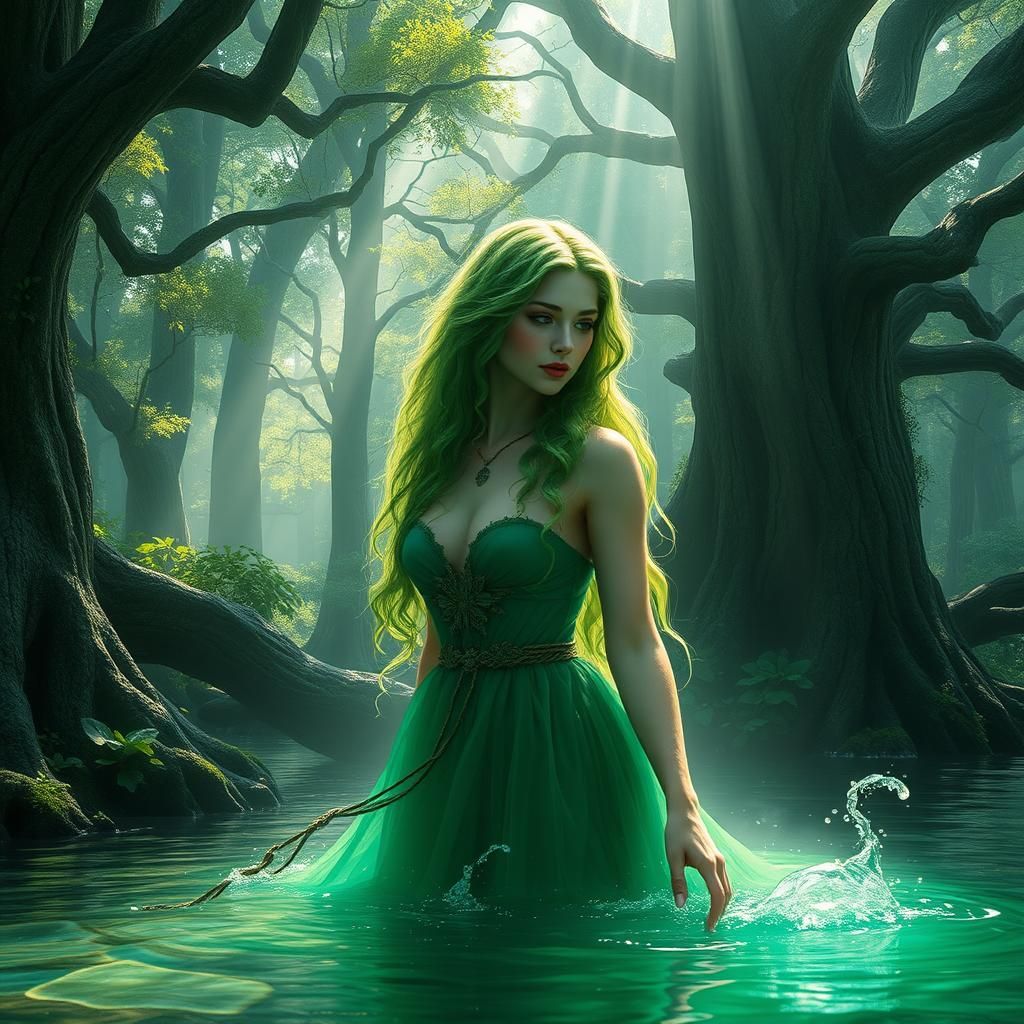 Celestial Maiden Emerges from Crystal Waters