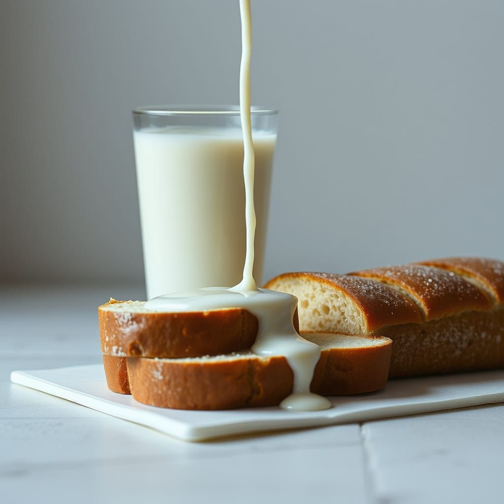 Milk and Hokkaido Bread in Cinematic Style
