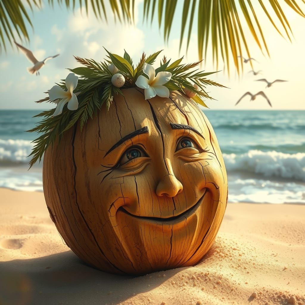 Weathered Coconut Sage on a Tropical Beach