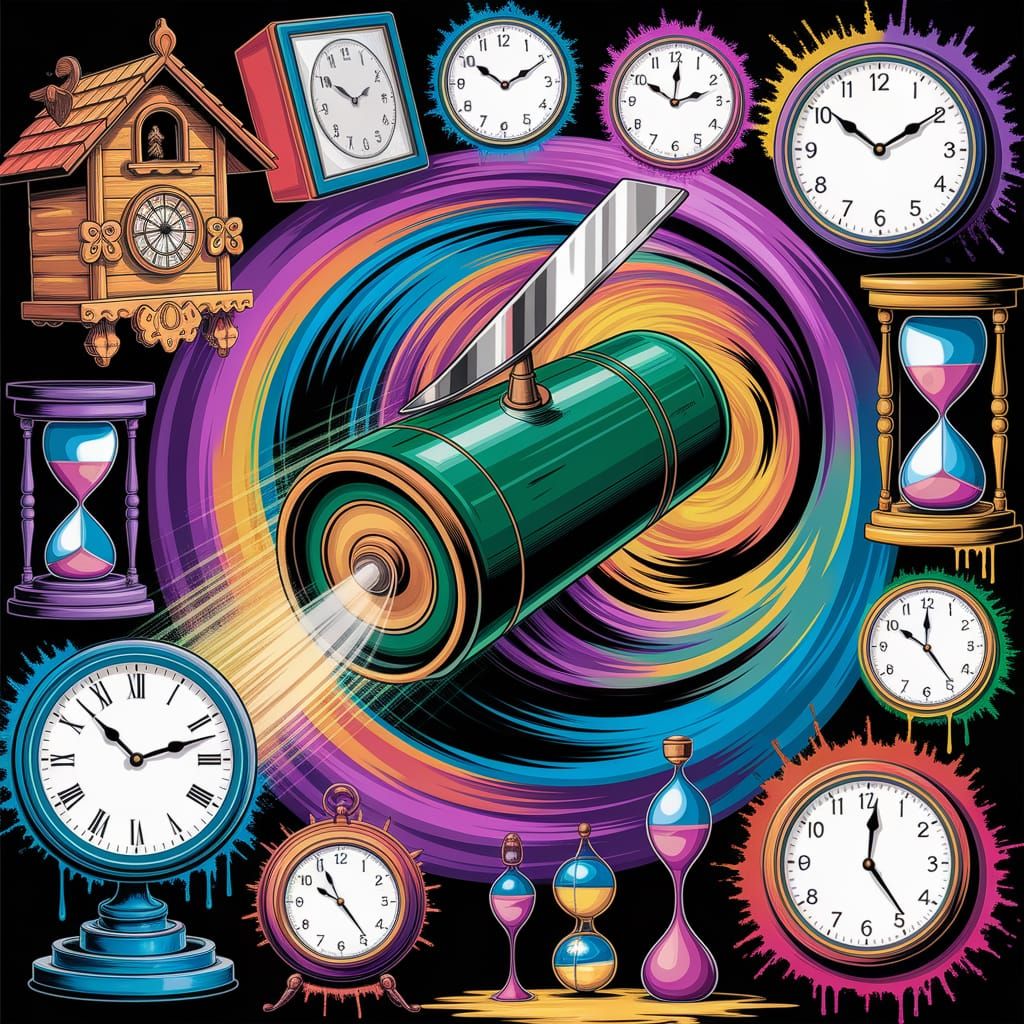 Graffiti Time Vortex with Whimsical Clocks