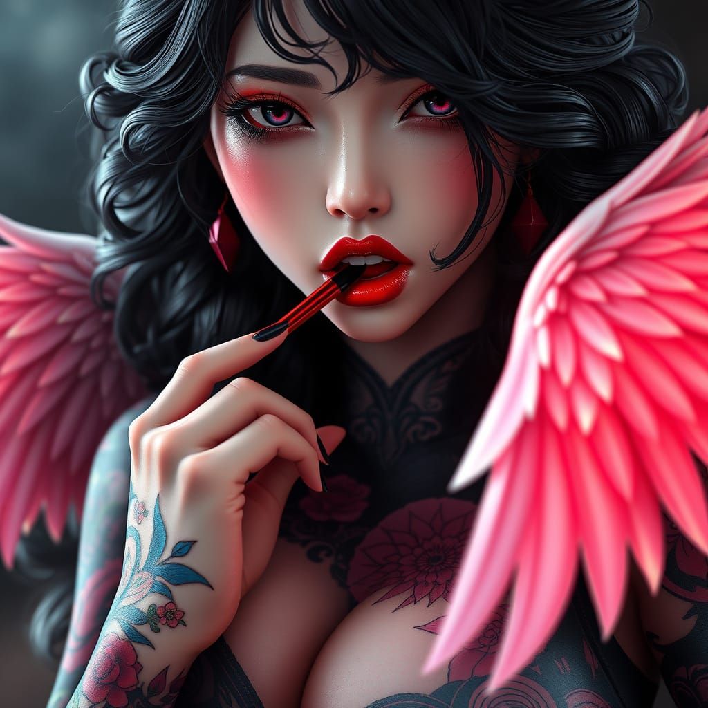 Sultry Demon Goddess in Cyberpunk Bodysuit