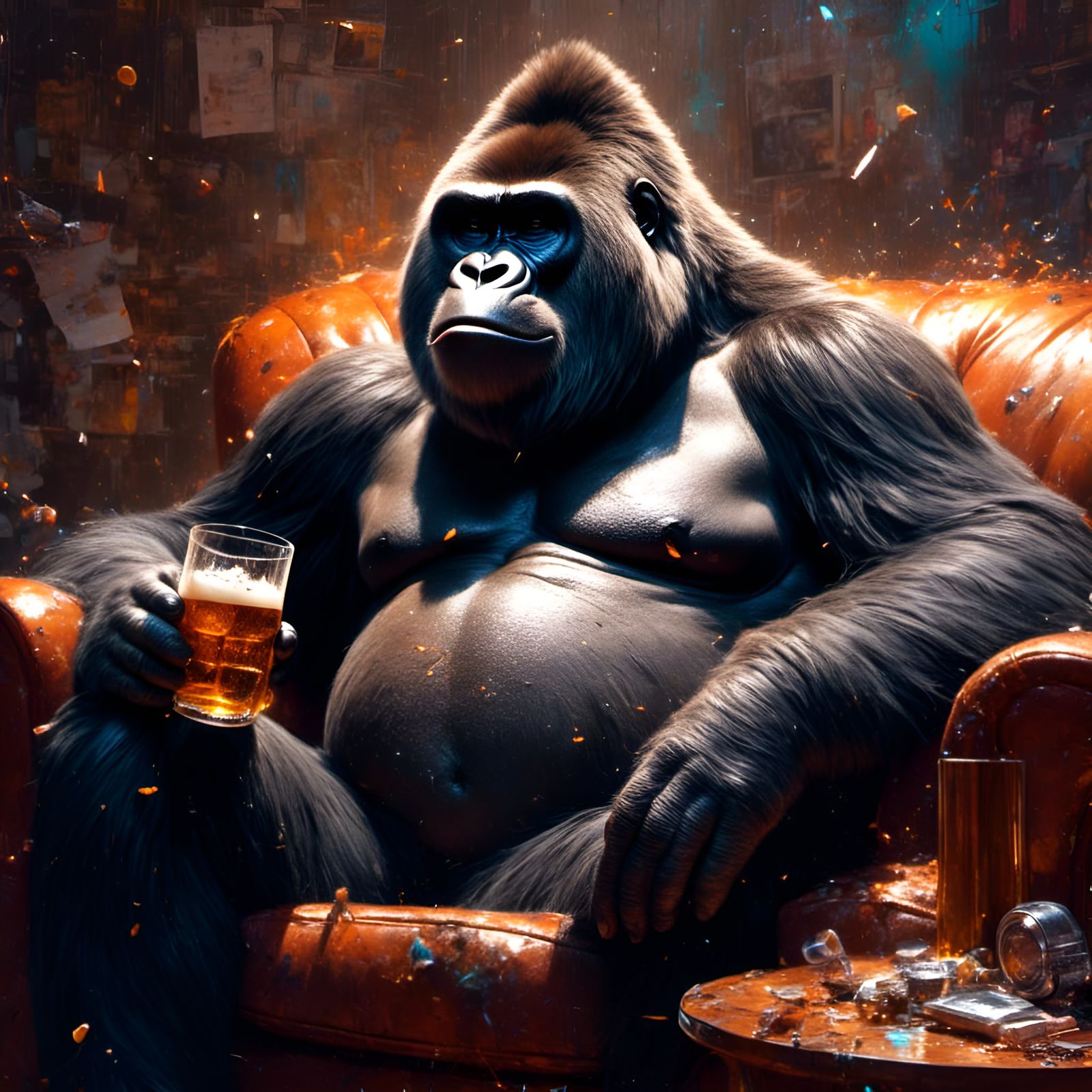 Chubby Gorilla Portrait in Pixar Style