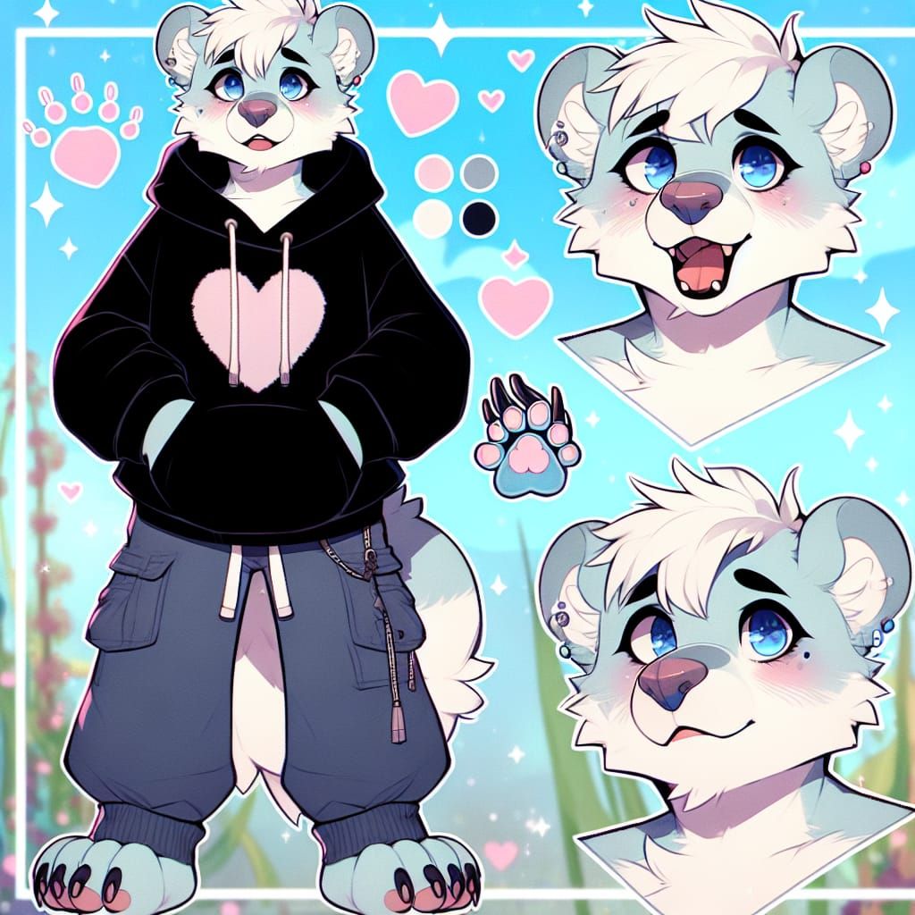 Kawaii Short-Statured Blue Bear in Oversized Hoodie