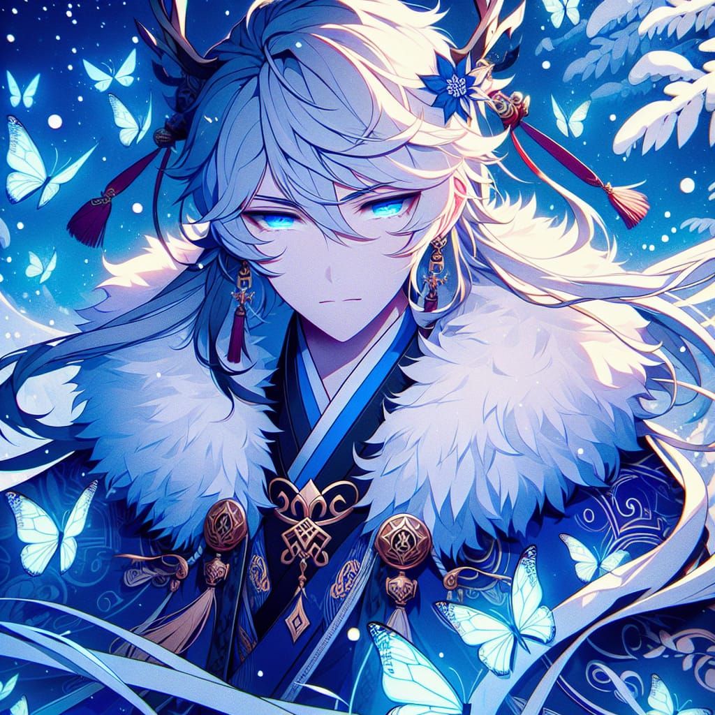 Winter Eladrin Sorcerer in Manga Style