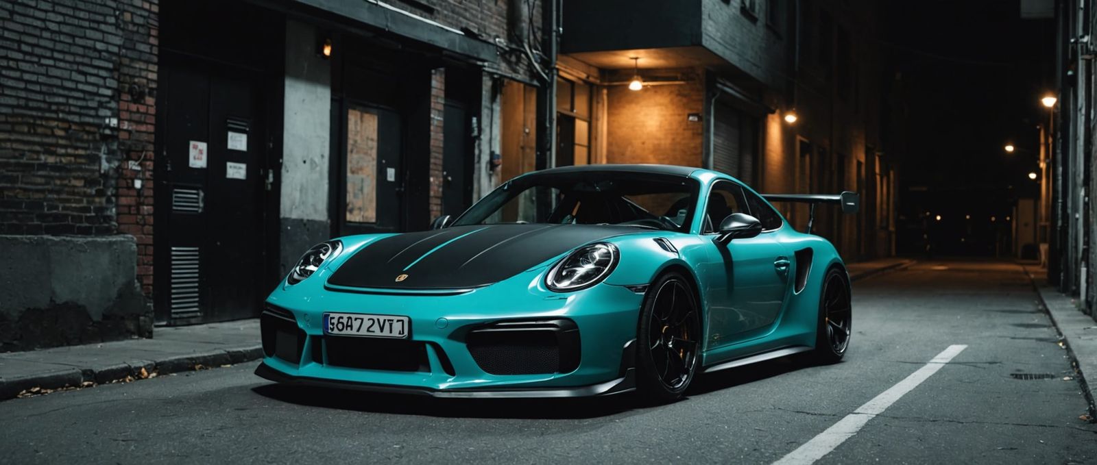 Custom Porsche Drifting in Dark Alley