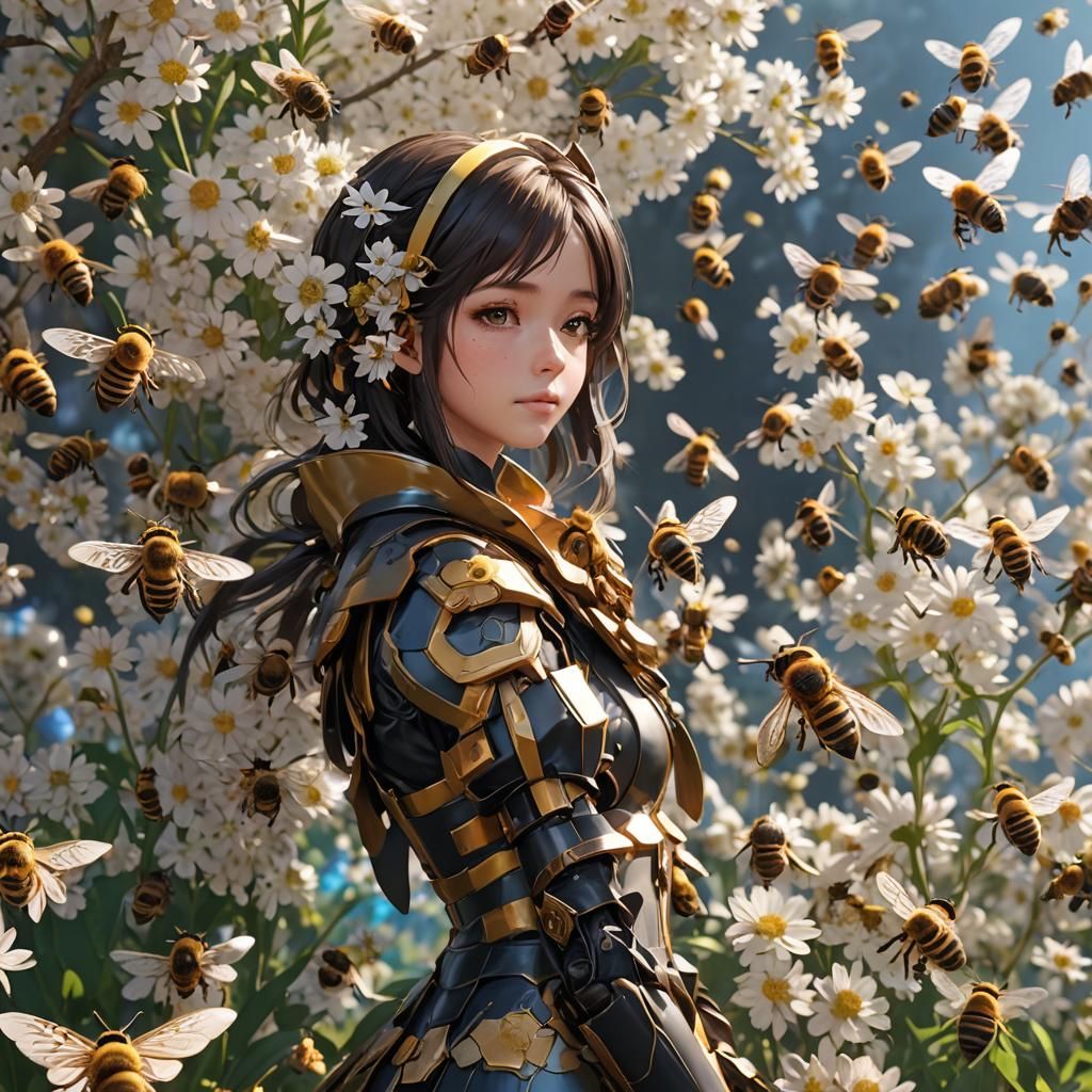 Bees in 3D Anime Art Style