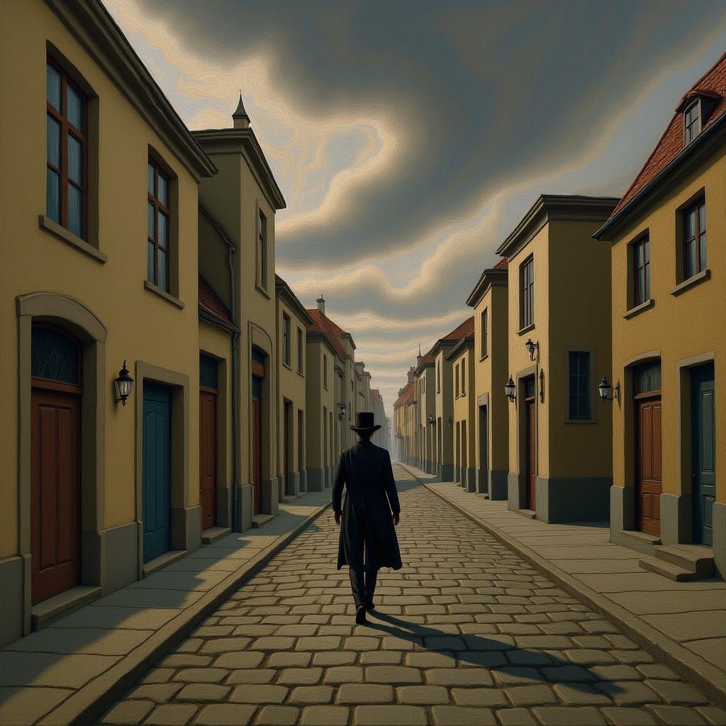 Surreal Labyrinth of Illogical Doorways in Muted Earth Tones