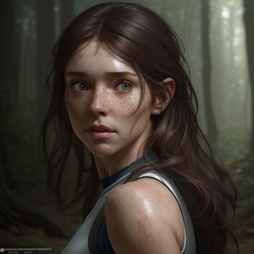 Hyperrealistic Portrait of a Woman Trail Running