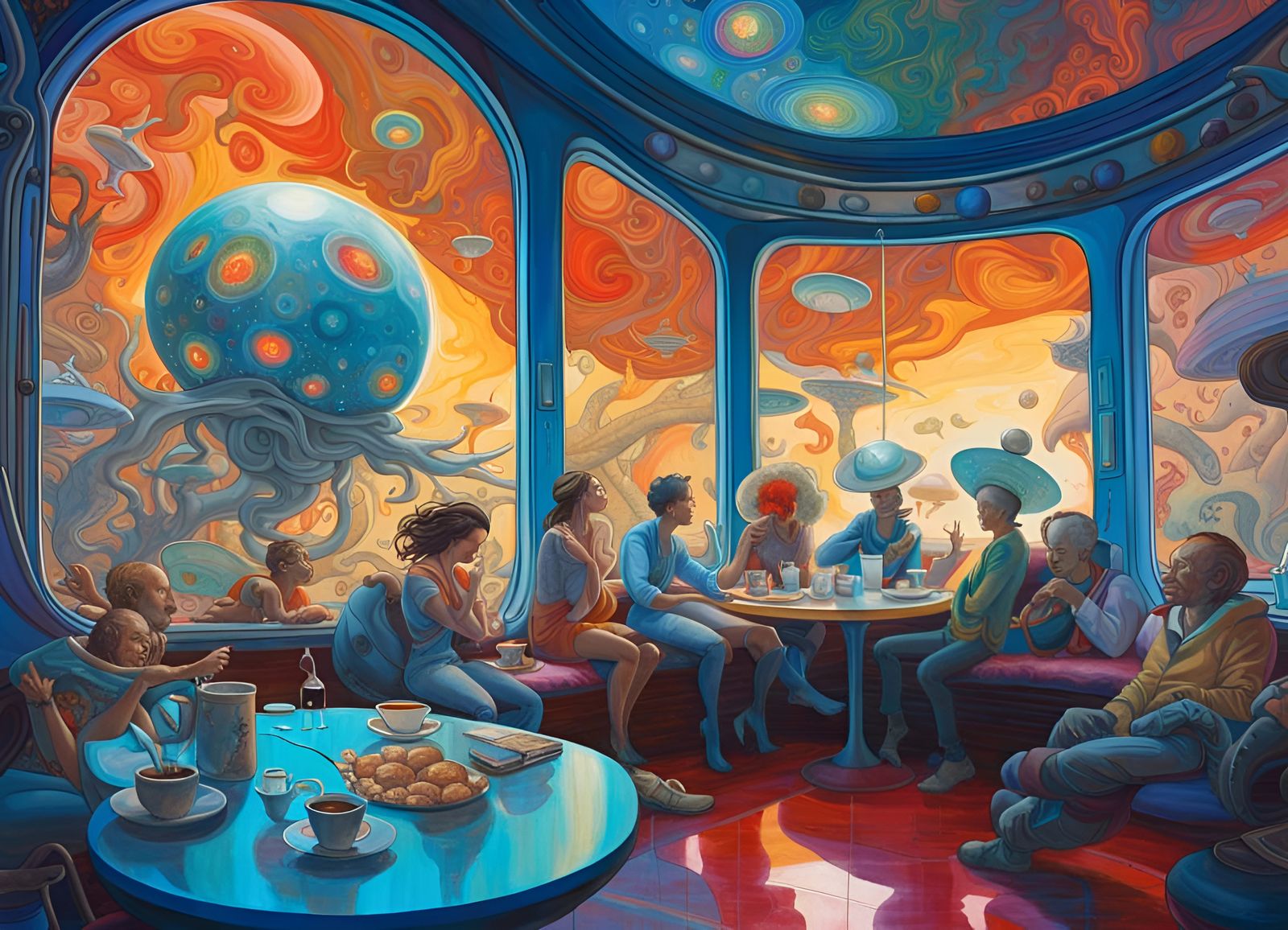 Busy space orb coffee bar