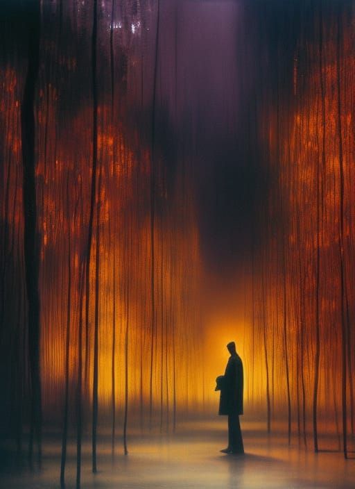 Surreal Tenebrism Painting in Deep Color