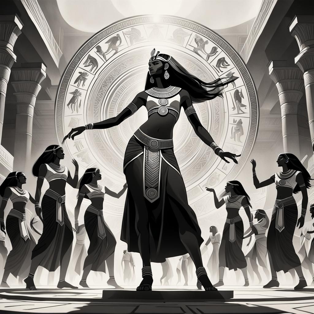 Egyptian Gods Dancing in Circle: Fantasy Concept Art