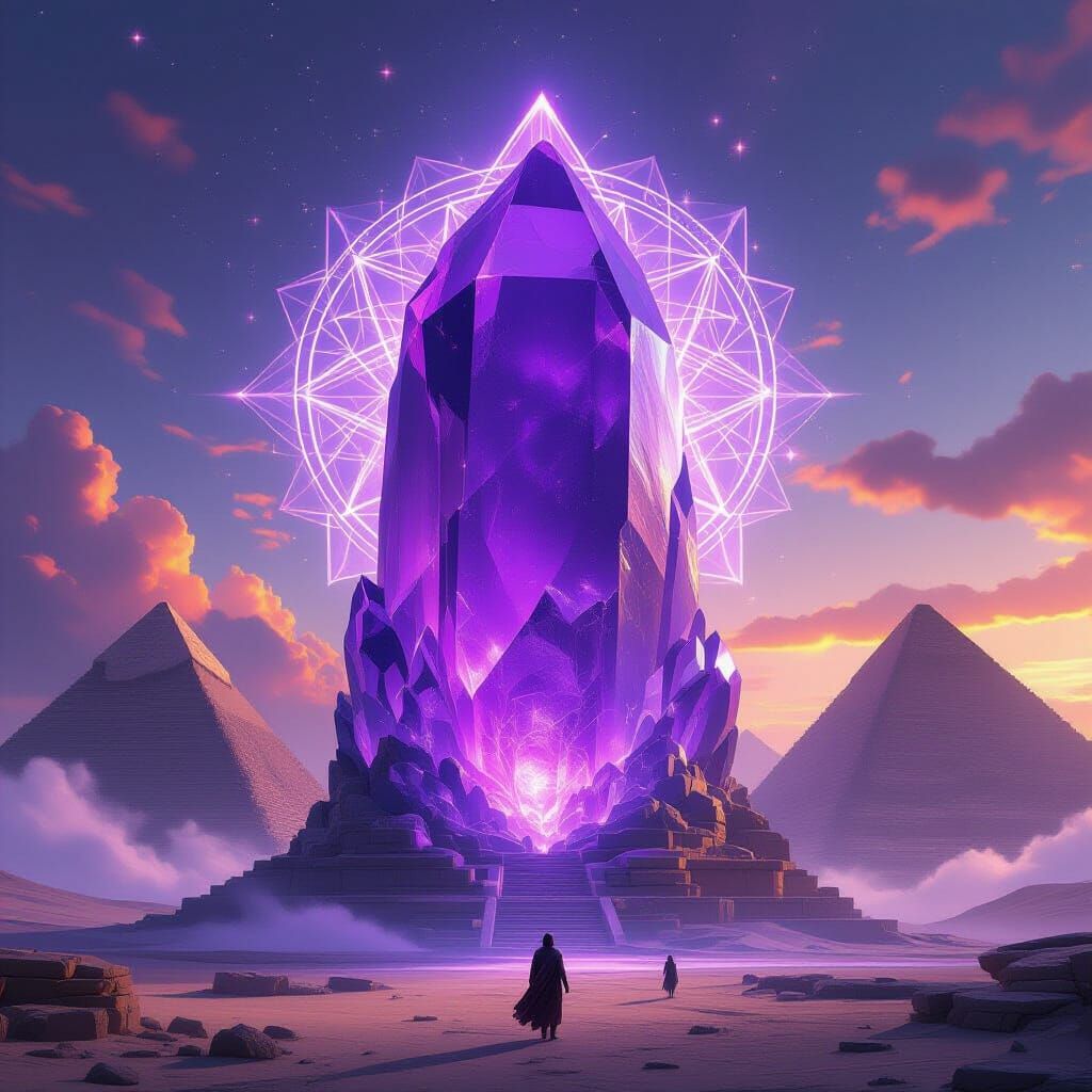 Amethyst Crystal Formation with Sacred Geometry