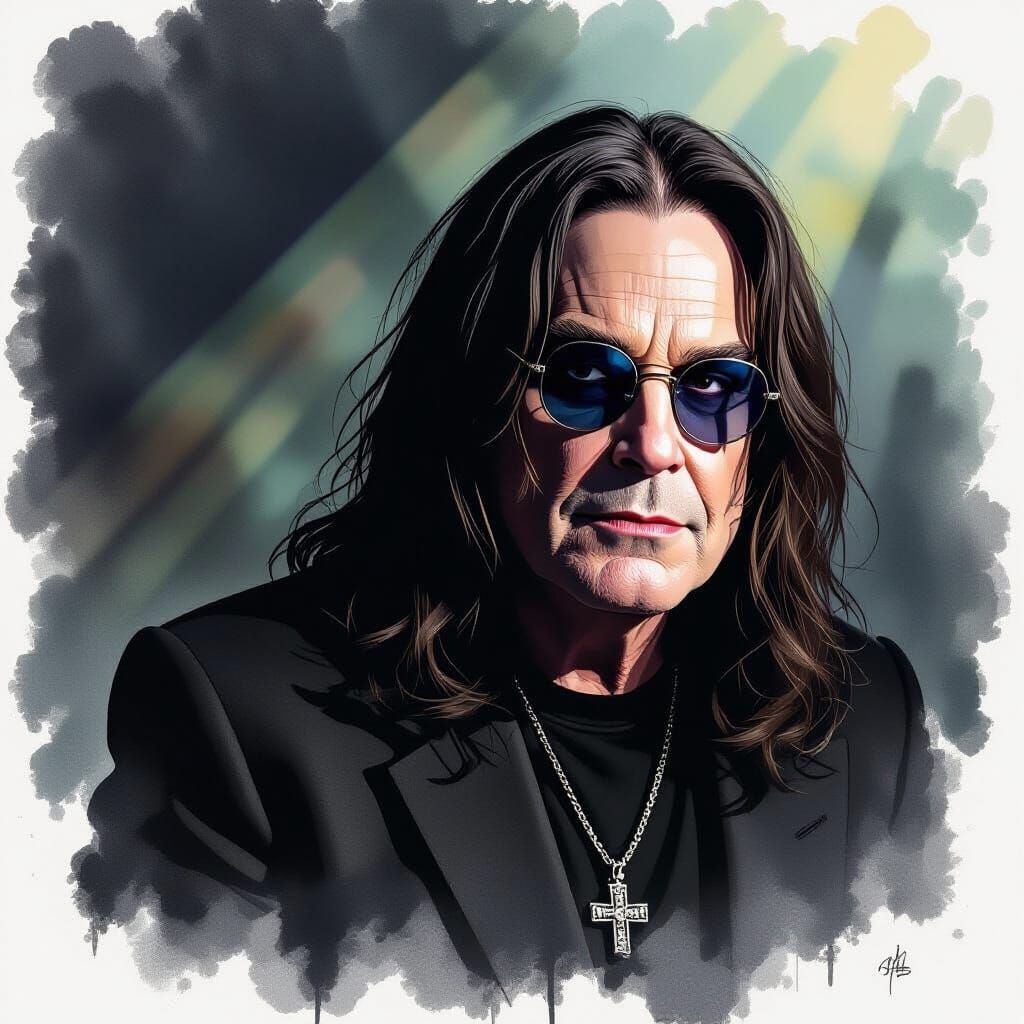 Ozzy Osbourne Portrait with Eerie Lighting