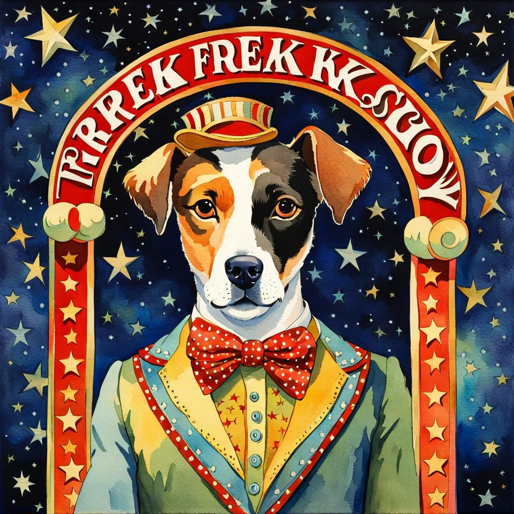 Dog-Faced Boy in Starry Watercolor Circus