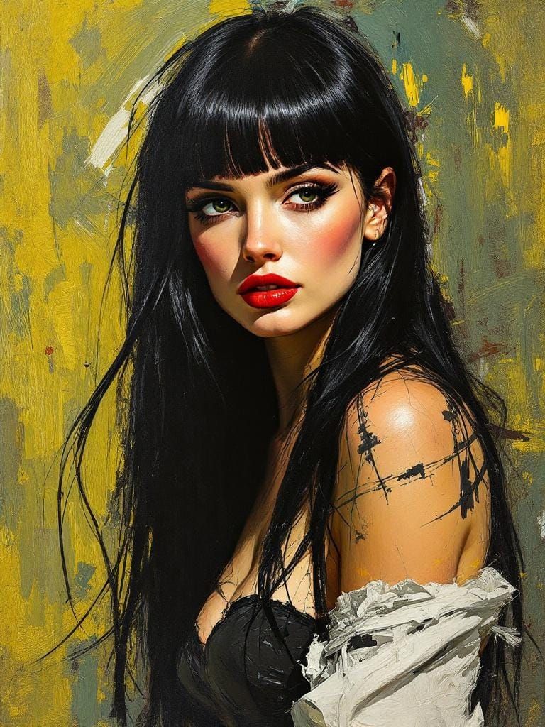 Pin-Up Woman in Abstract Expressionist Style