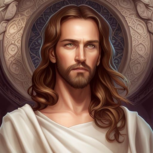 Jesus Christ on Heavenly Throne: Hyperdetailed Portrait