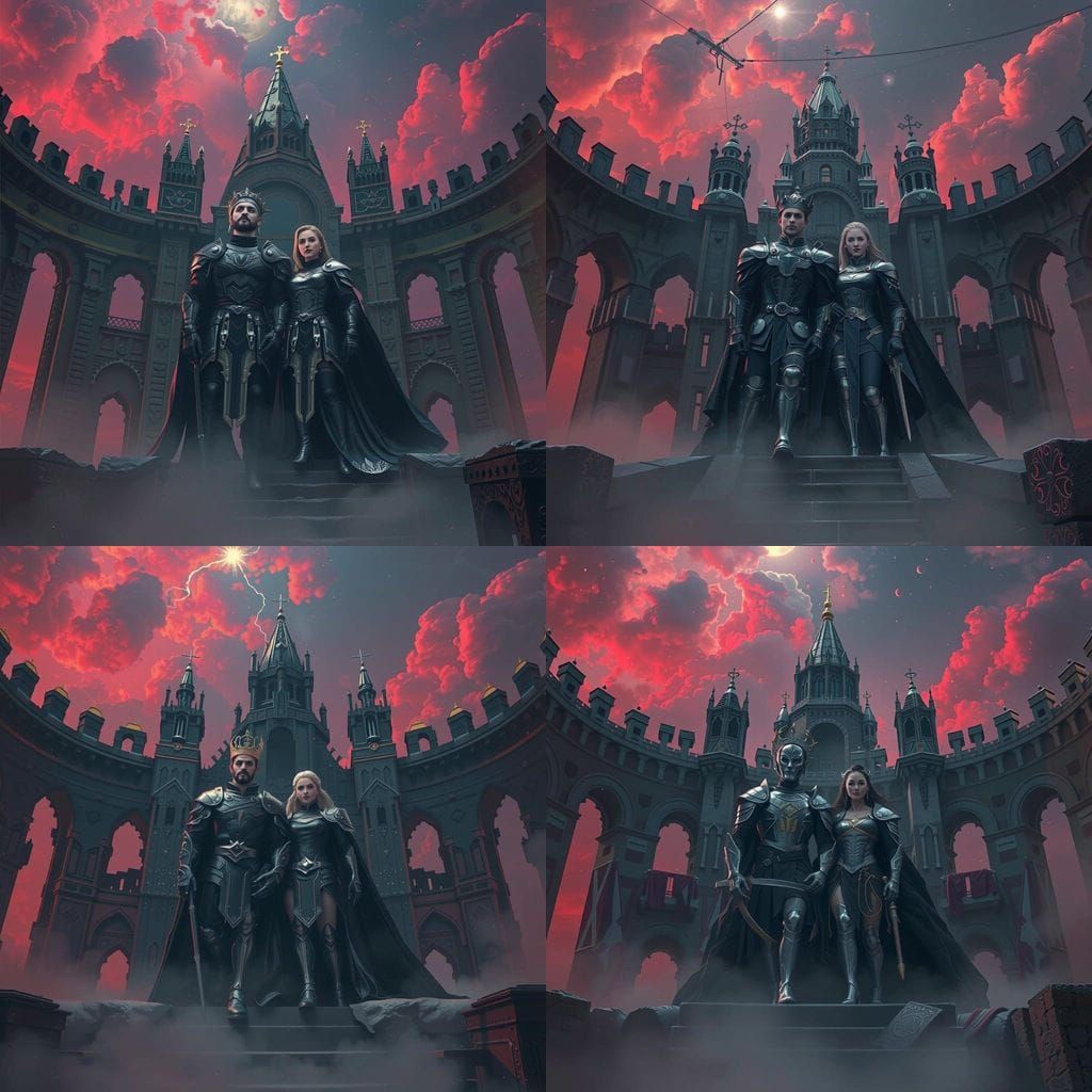 Futuristic King and Queen in Distopian Castle