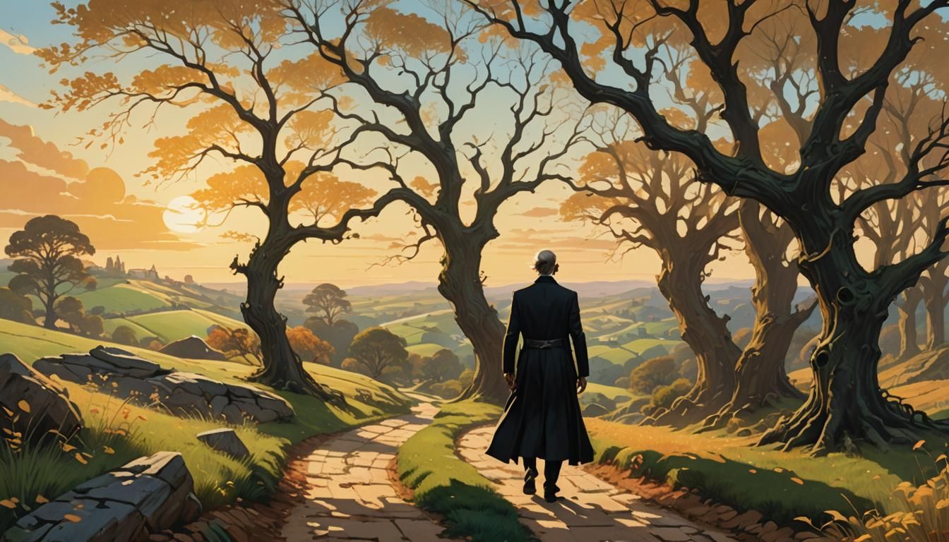 Death Visits Marlowe: Golden Hour Fantasy Art