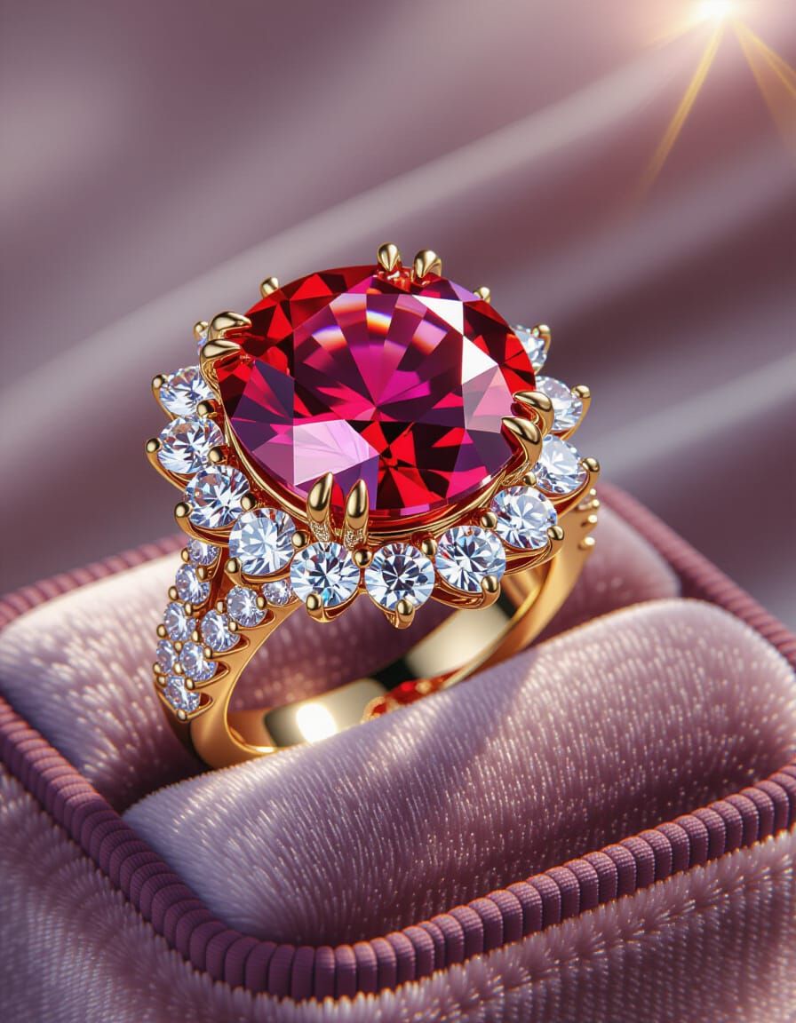 Kingly Ruby Gemstone Wedding Ring with Diamonds