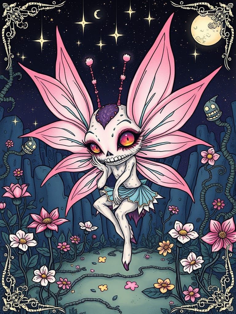 Chibi Fairy-Monster in Eerie Manga Garden